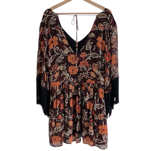 Anthropologie Verb by Pallavi Singhee Fringe Mini Dress Women’s Large Whimsygoth - Picture 6 of 11